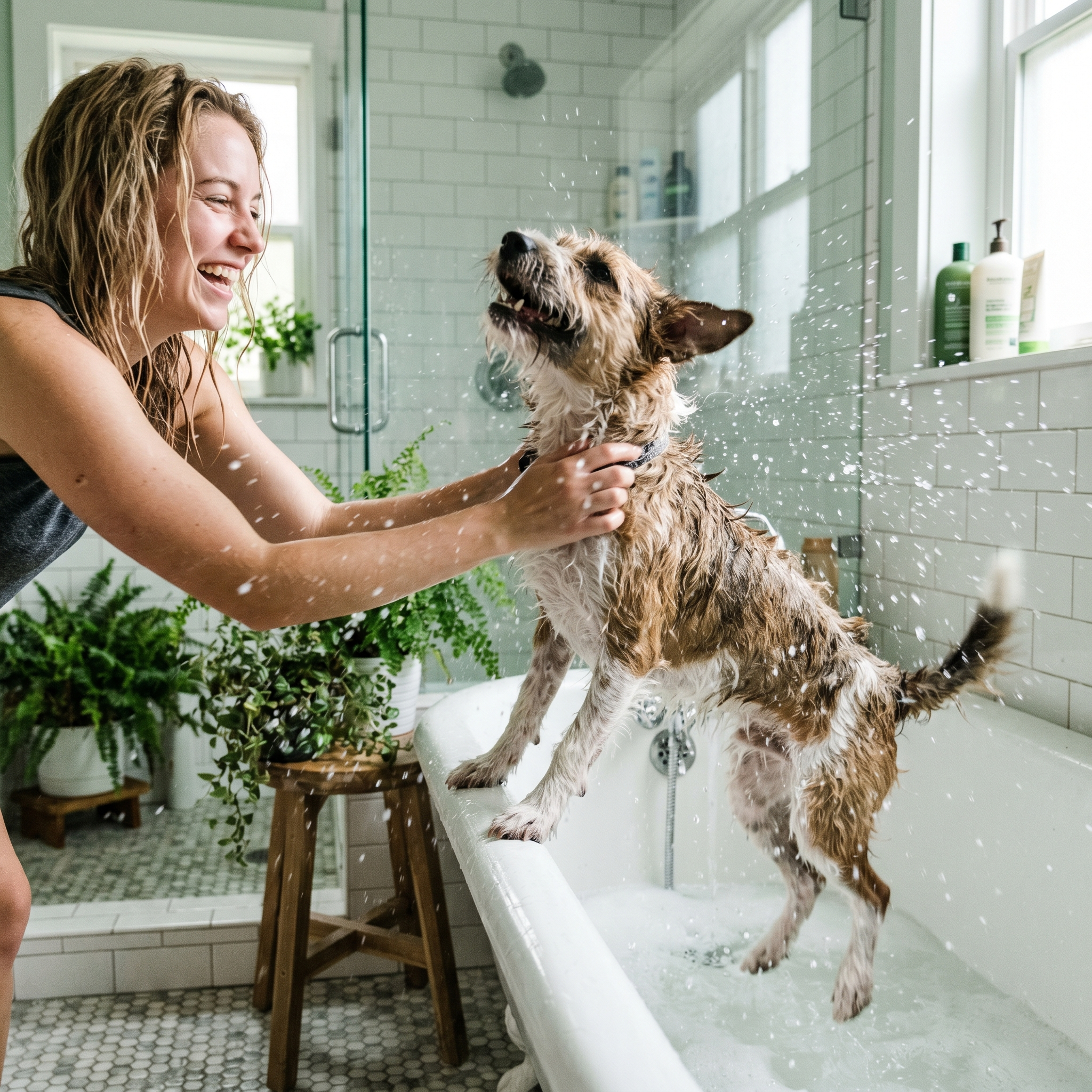 Dog squirming during bath