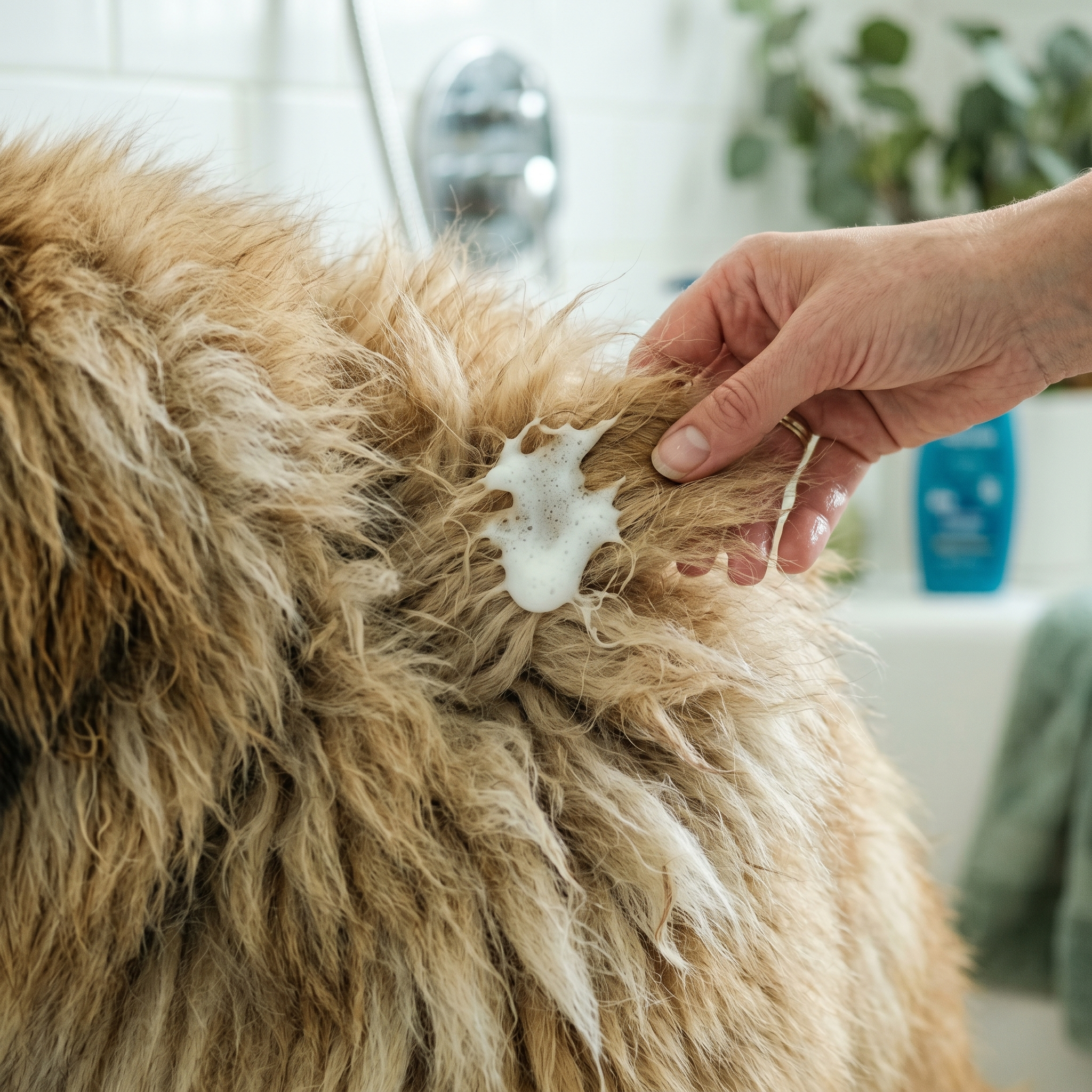 Shampoo not reaching dog's skin
